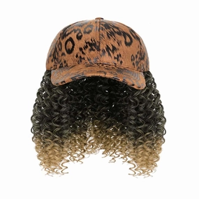 Woman Baseball Cap with Hair African Kinky Curly Hairpiece Girl Hair Synthetic Wavy Extensions wig braids