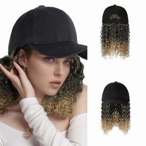 Woman Baseball Cap with Hair African Kinky Curly Hairpiece Girl Hair Synthetic Wavy Extensions wig braids