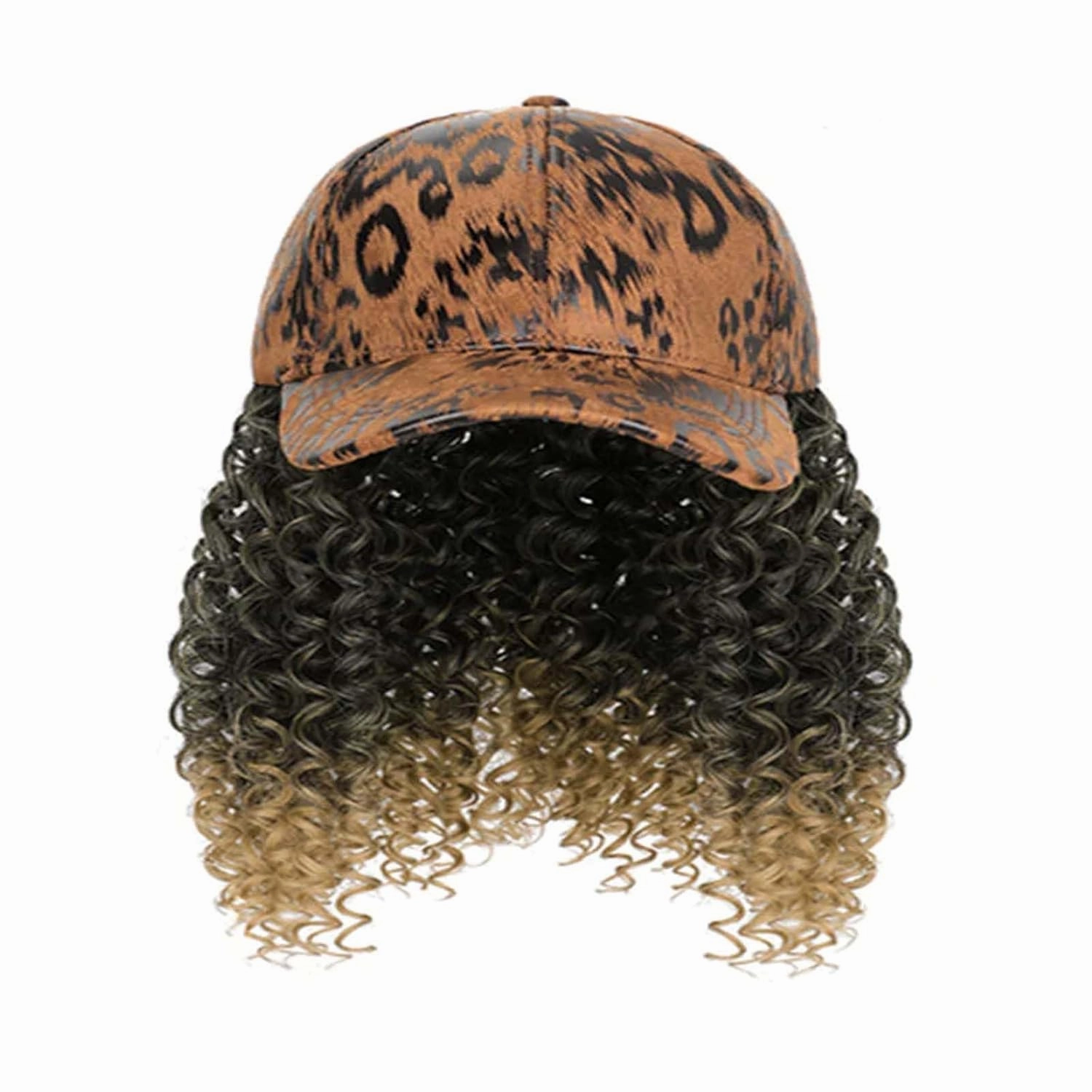 Woman Baseball Cap with Hair African Kinky Curly Hairpiece Girl Hair Synthetic Wavy Extensions wig braids