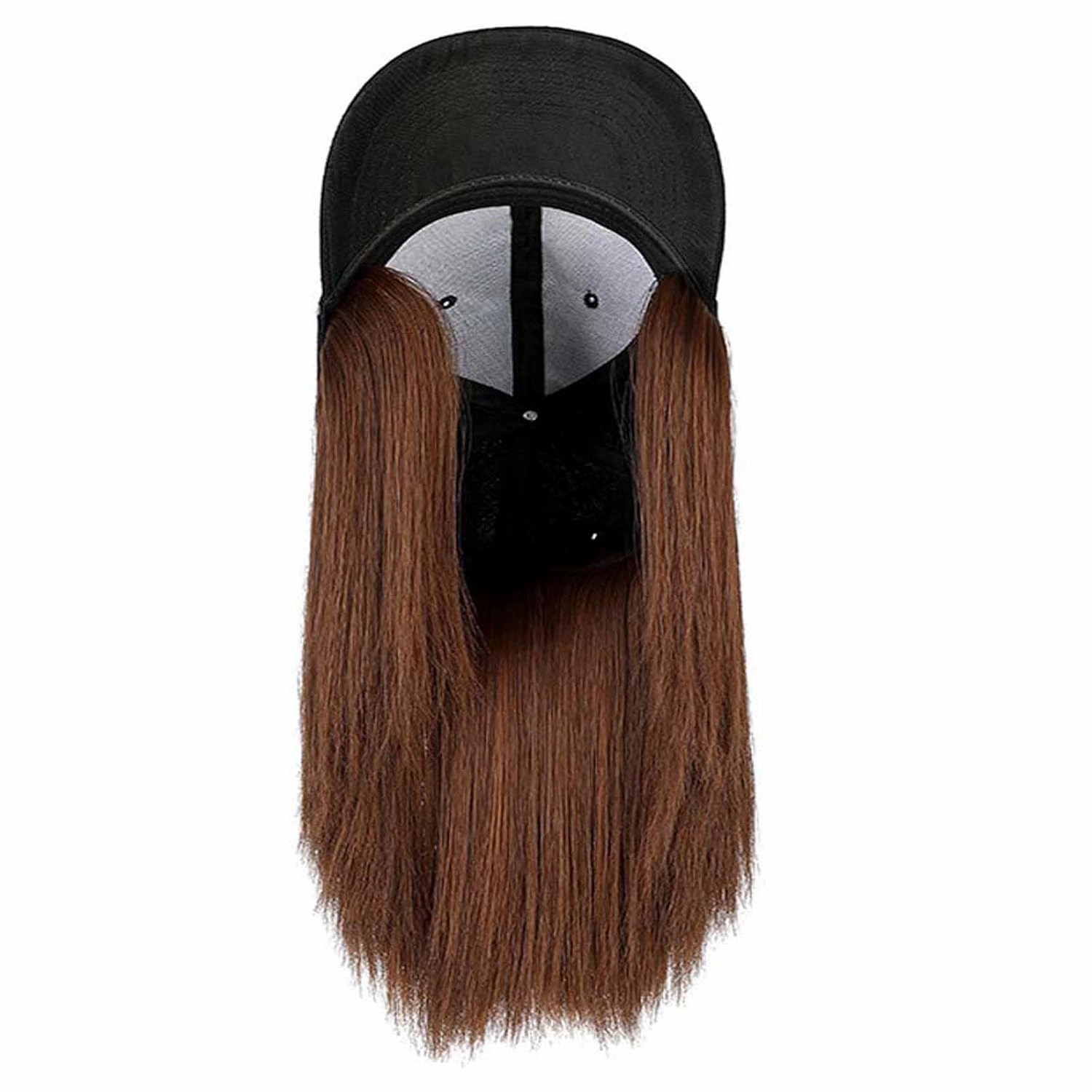 Women's Summer Baseball Cap Wig - Sun Hat with Short Straight Hair, Duck Tongue Cap