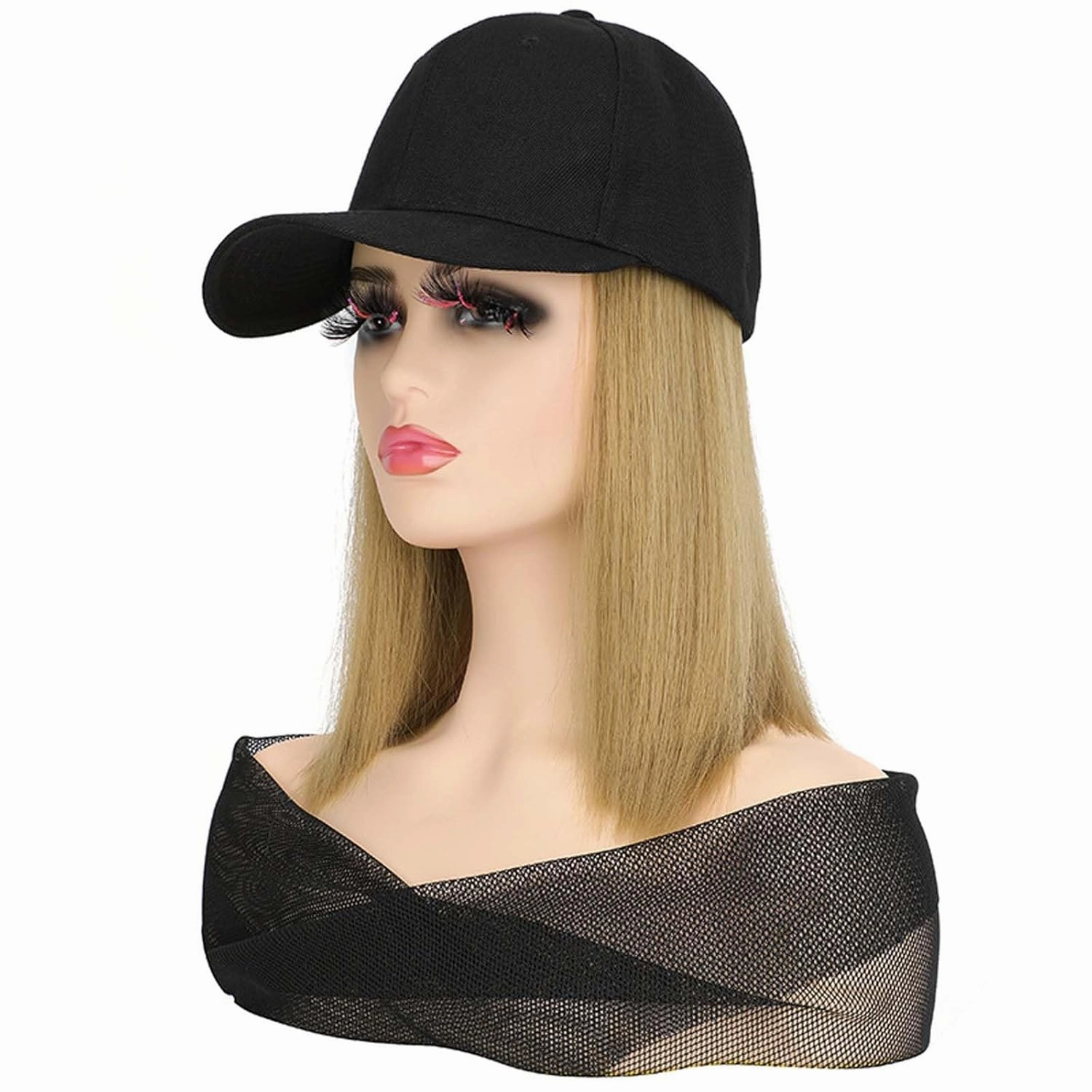 Women's Summer Baseball Cap Wig - Sun Hat with Short Straight Hair, Duck Tongue Cap