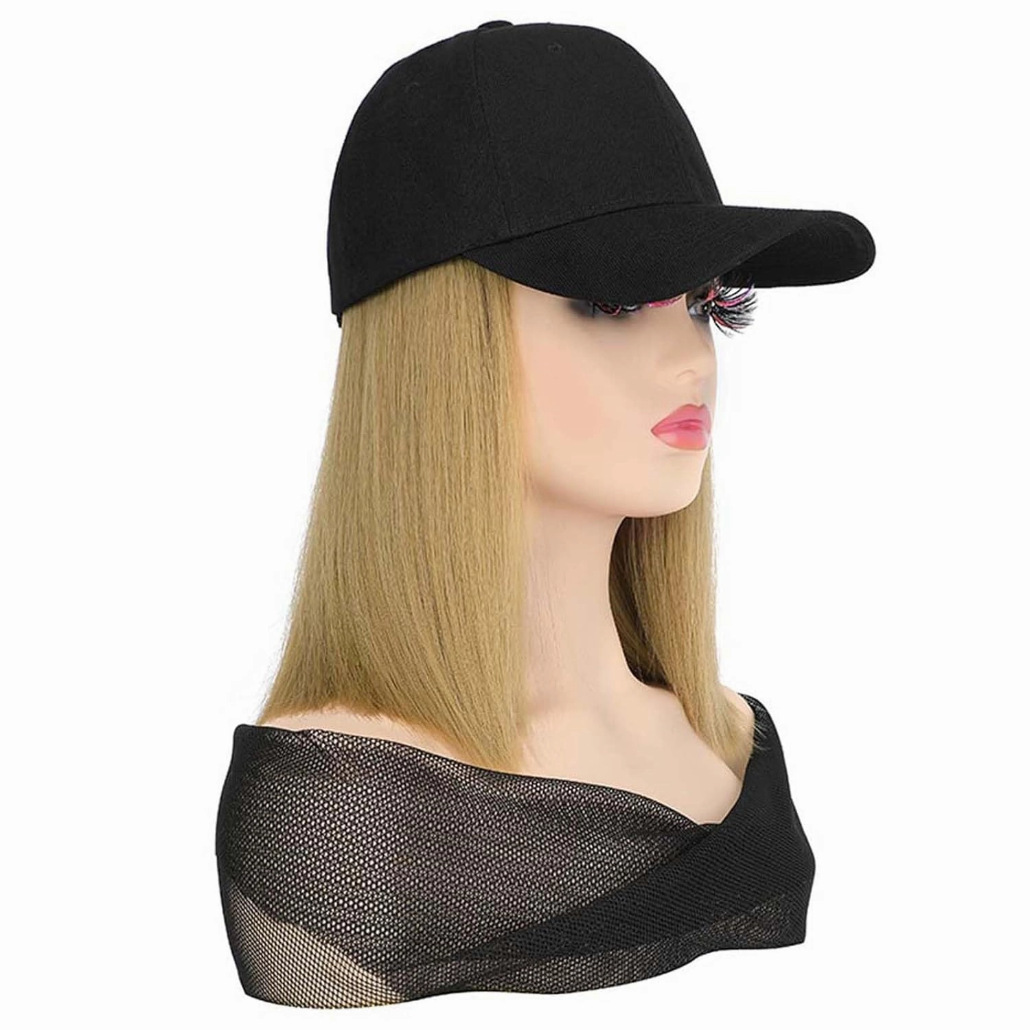 Women's Summer Baseball Cap Wig - Sun Hat with Short Straight Hair, Duck Tongue Cap
