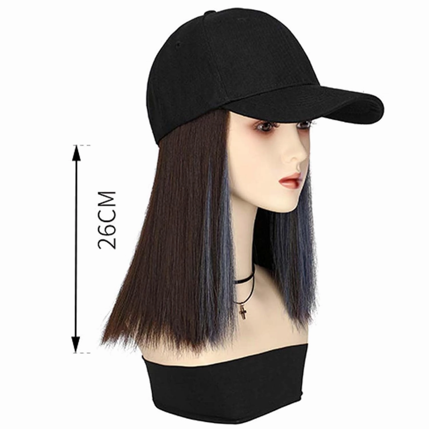 Women's Summer Baseball Cap Wig - Sun Hat with Short Straight Hair, Duck Tongue Cap