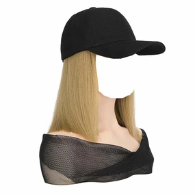 Women's Summer Baseball Cap Wig - Sun Hat with Short Straight Hair, Duck Tongue Cap