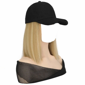 Women's Summer Baseball Hat Wig Sun Hat Short Straight Hat Wig Hair Bobo Wig Duck Tongue Cap Wig