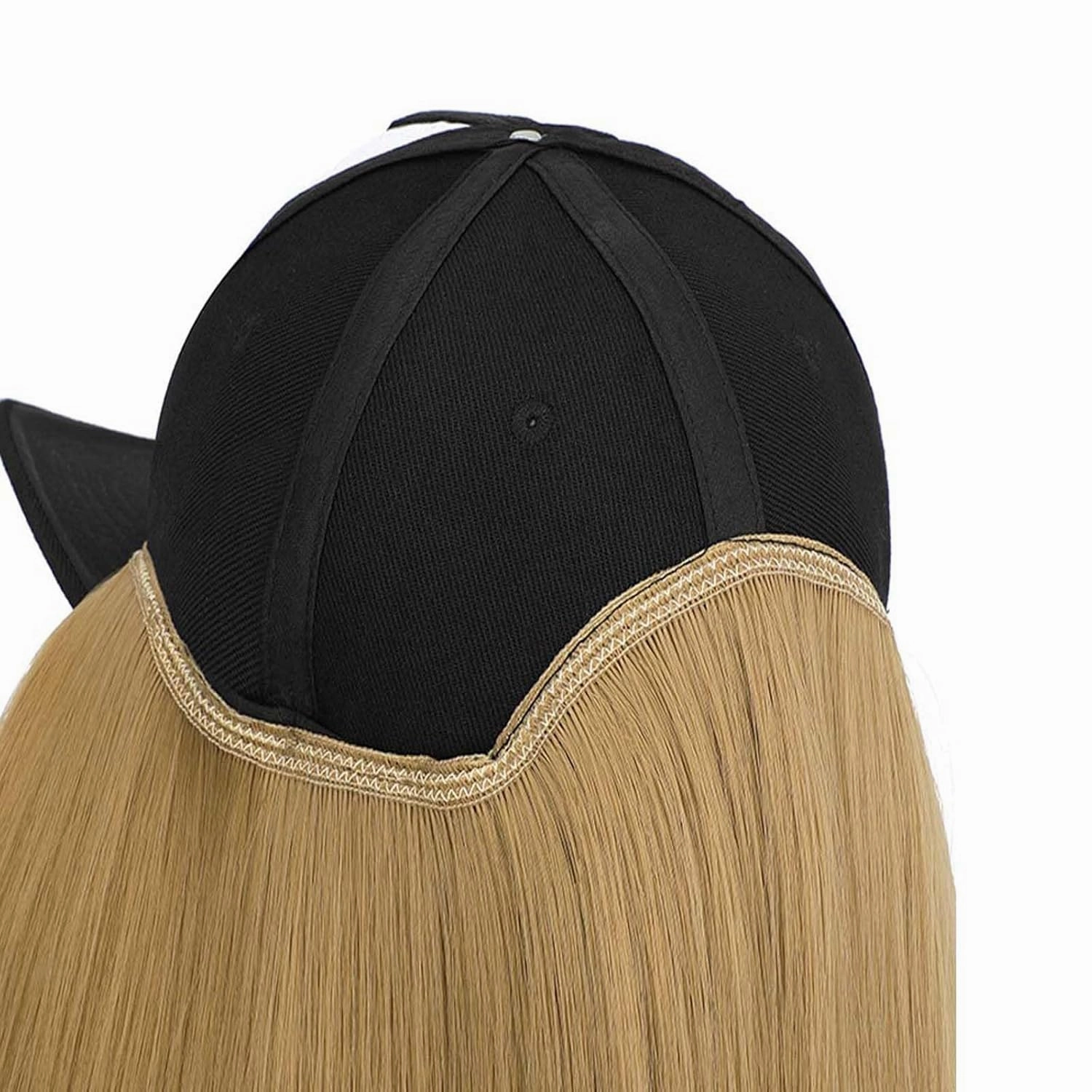 Women's Summer Baseball Hat Wig Sun Hat Short Straight Hat Wig Hair Bobo Wig Duck Tongue Cap Wig