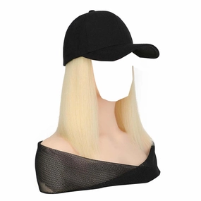 Women's summer Baseball Hat Wig Sun Hat Short Straight Hat Wig Hair Bobo wig Duck tongue cap wig