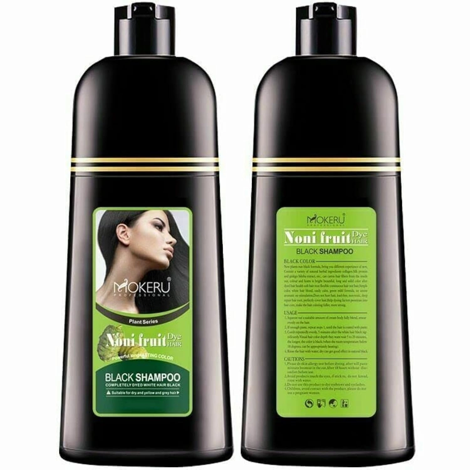 XINGYUSP Mokeru Organic Natural Fast Hair Dye, Only 5 Minutes Noni Plant Black Shampoo 500ml