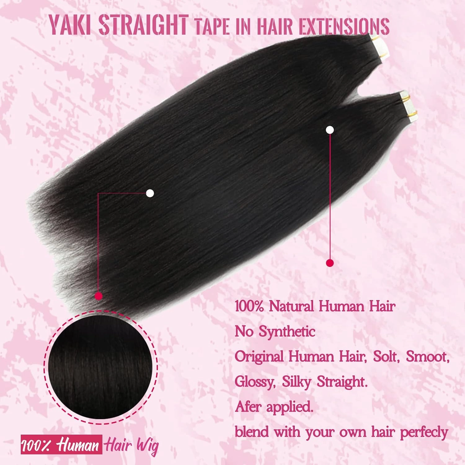 Yaki Tape in Hair Extensions Human Hair for Black Women,9A Burmese Virgin Real Human Hair Light Yaki Straight Tape in Hair Extensions 40pcs 100grams Seamless Skin Weft Yaki Hair Tape ins 14"