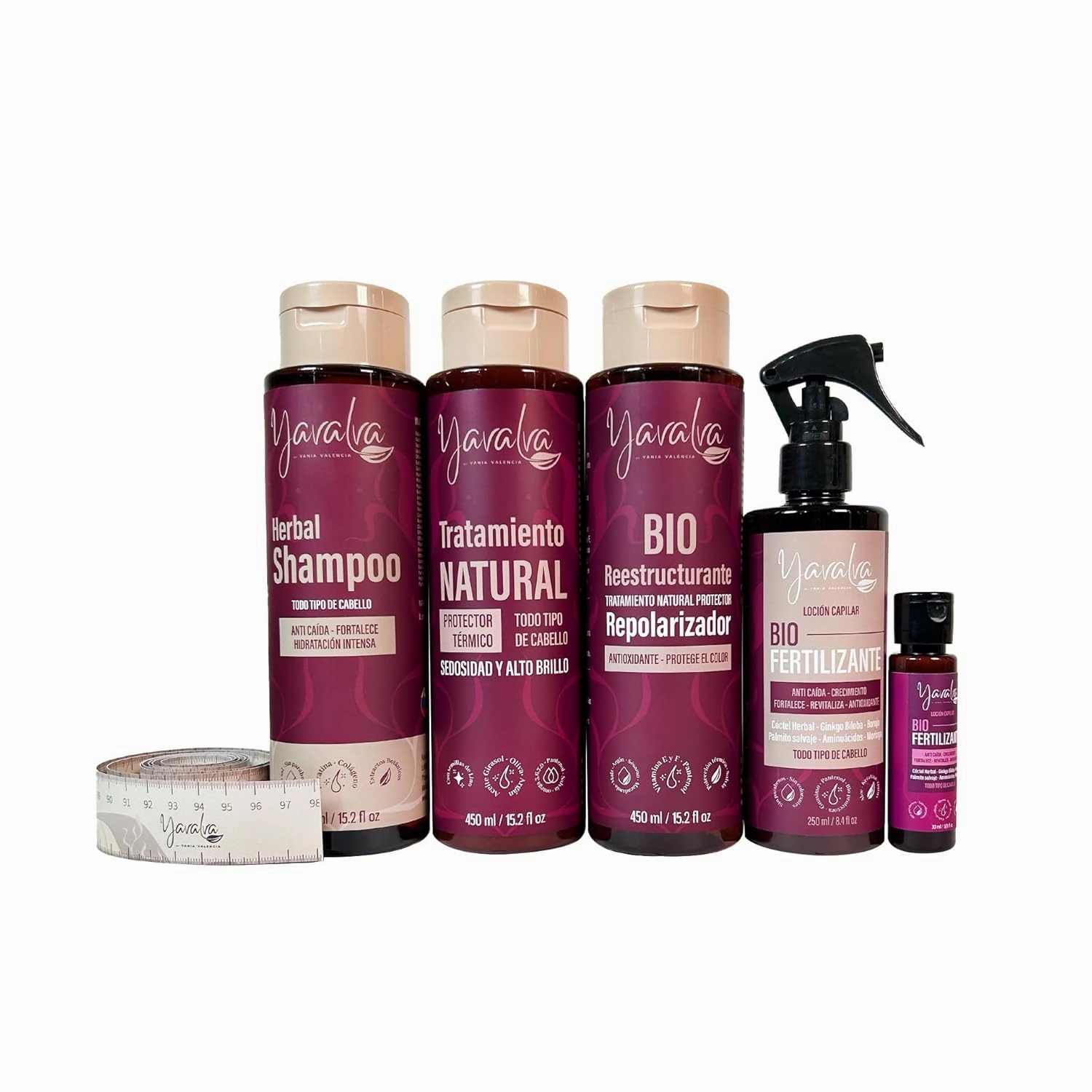 Yavalva Shampoo Herbal, Yavalva Tratamiento Natural, Yavalva Bio Reestructurante y Yavalva Bio Fertilizante   Metro. - Yavalva Kit Método 3x3 Clásico para Todo Tipo de Cabello (5 Pack)
