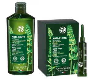 Yves Rocher Anti -Chute Botanical Anti-Hair Loss Intensive Hair Roots Treatment Shampoo Set of 2-200 ml./6.4 fl.oz. and 4 x 15 ml