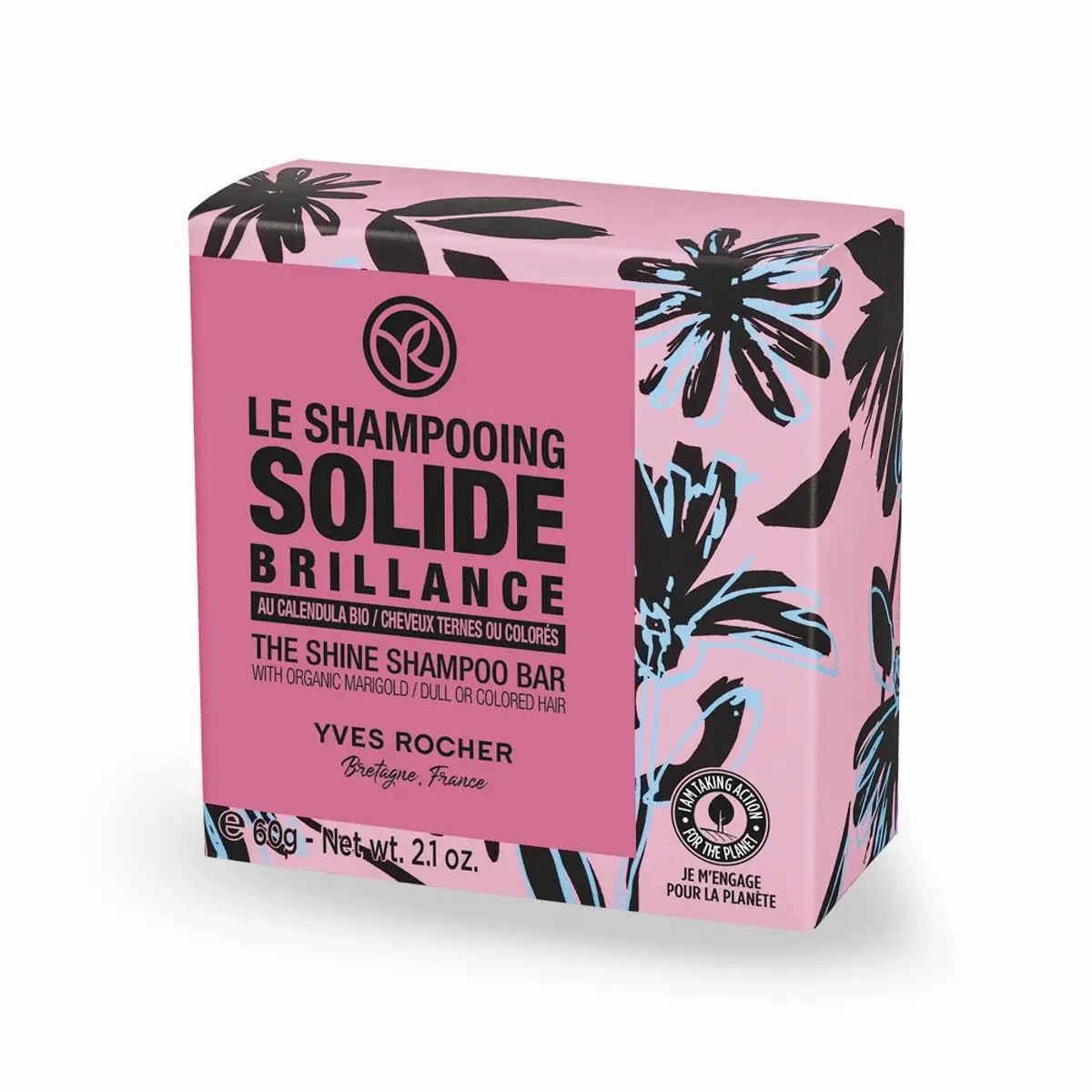 Yves Rocher Solid Hair Shine Shampoo with Calendula BIO Nourishing & Shine-Enhancing Formula Eco-Friendly, Less Plastic, More Beauty Gentle Natural Care for Radiant Soft Hair 60 g