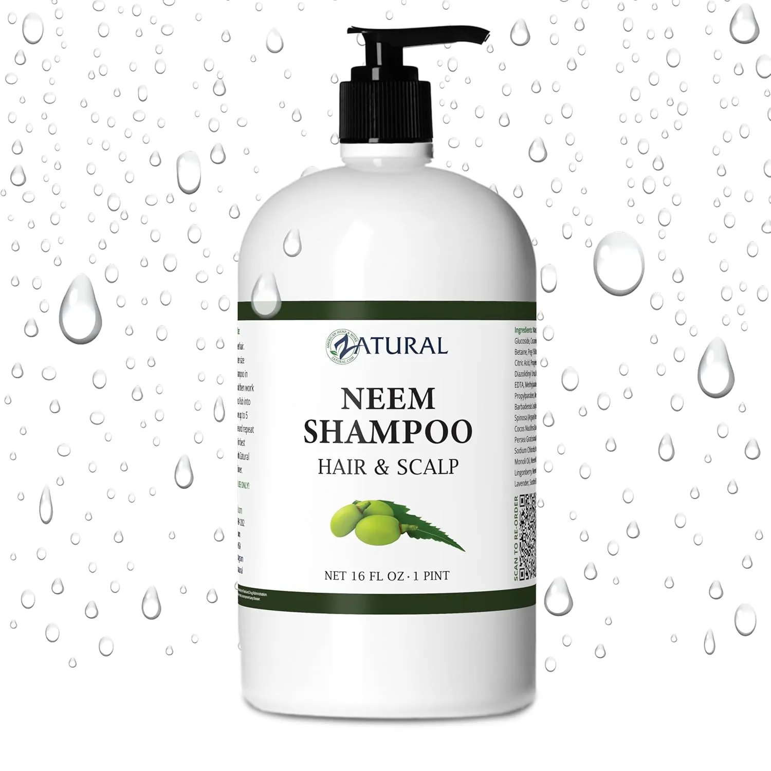 Zatural - Naked Neem - Neem Shampoo, Natural Soothing Scalp Shampoo (16oz)