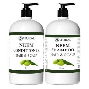 Zatural Natural Neem Shampoo & Conditioner Kit, Health Soothing & Healing For Sensative Scalp & Hair Nourish & Repair (16oz Shampoo & 16oz Conditioner)