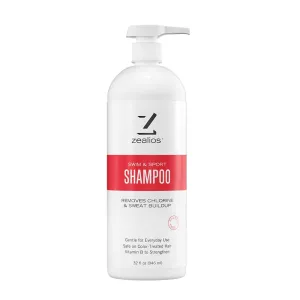 Zealios Sport Clarifying Shampoo, 32 oz Pump Bottle for Extremely Damaged Hair, Pool Hair Repair & Protector - Sulfate-Free, Moisturizing Chlorine & Salt Removal, Color-Safe, Citrus Scent for Swimmers