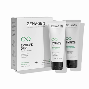 ZENAGEN Evolve Repair   Protect Travel Duo | Nourishing Shampoo   Conditioner, Repairs & Strengthens Damaged Hair, Promotes Thicker Fuller Growth, Plant-Based, Color-Safe, Vegan, 2.5 oz