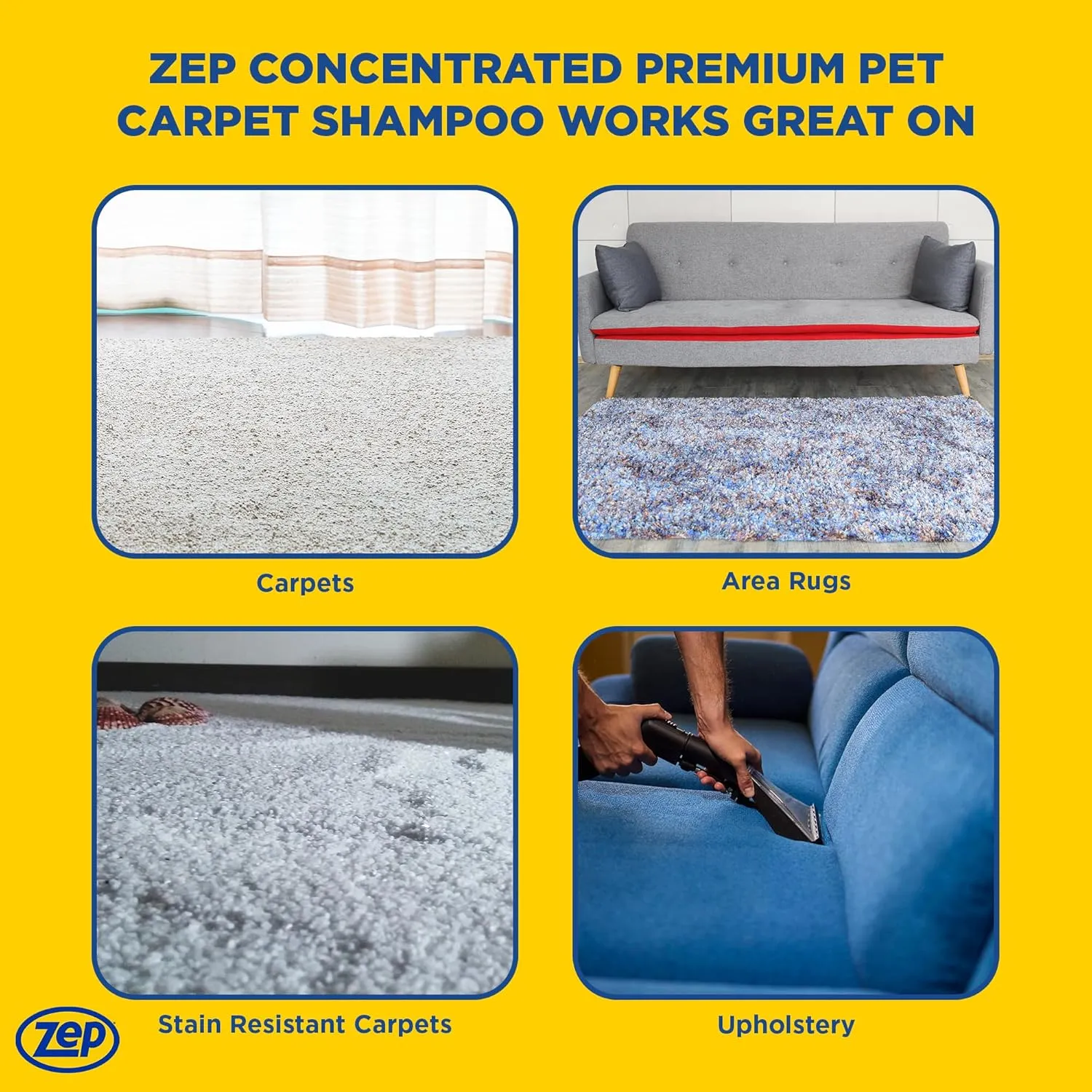 Zep Premium Pet Carpet Shampoo - 1 Gallon (Case of 4) ZUPPC128 - Concentrated Pro Formula Removes Tough Pet Stains and Odors