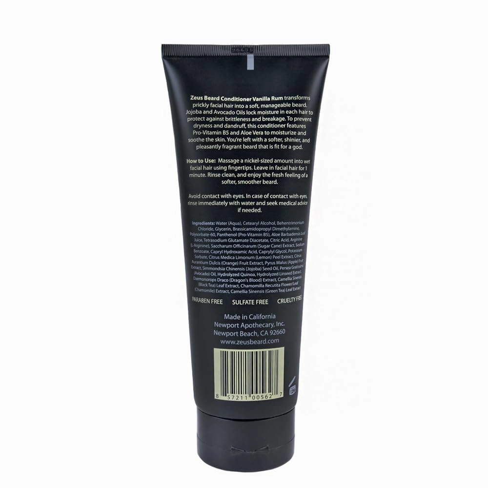 ZEUS Beard Conditioner Wash, Green Tea & Natural Ingredients to Cleanse & Soften Beard – MADE IN USA (Vanilla Rum) 8 oz.