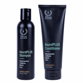 ZEUS BeardPlus Shampoo & Conditioner Beard Wash Set for Men, Premium Beard Wash for Enhanced Growth, Thicker & Stronger Facial Hair with Biotin & Caffeine (Made in USA)