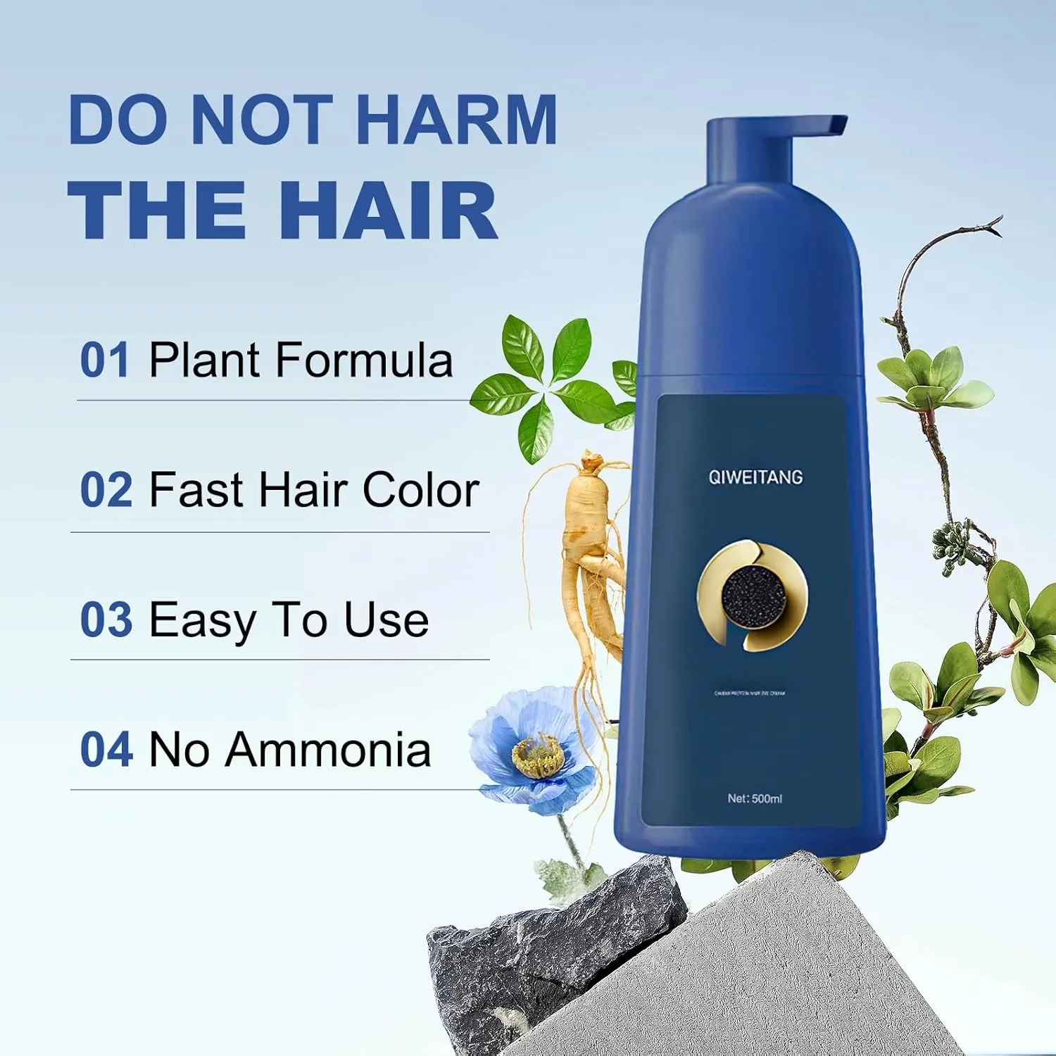 Zhihuashi Plant-Based Hair Coloring Cream, Caviar Hair Colour Cream, Natural Plant Hair Dye, Caviar Protein Hair Dye for Women Men(Brown, 500ML)