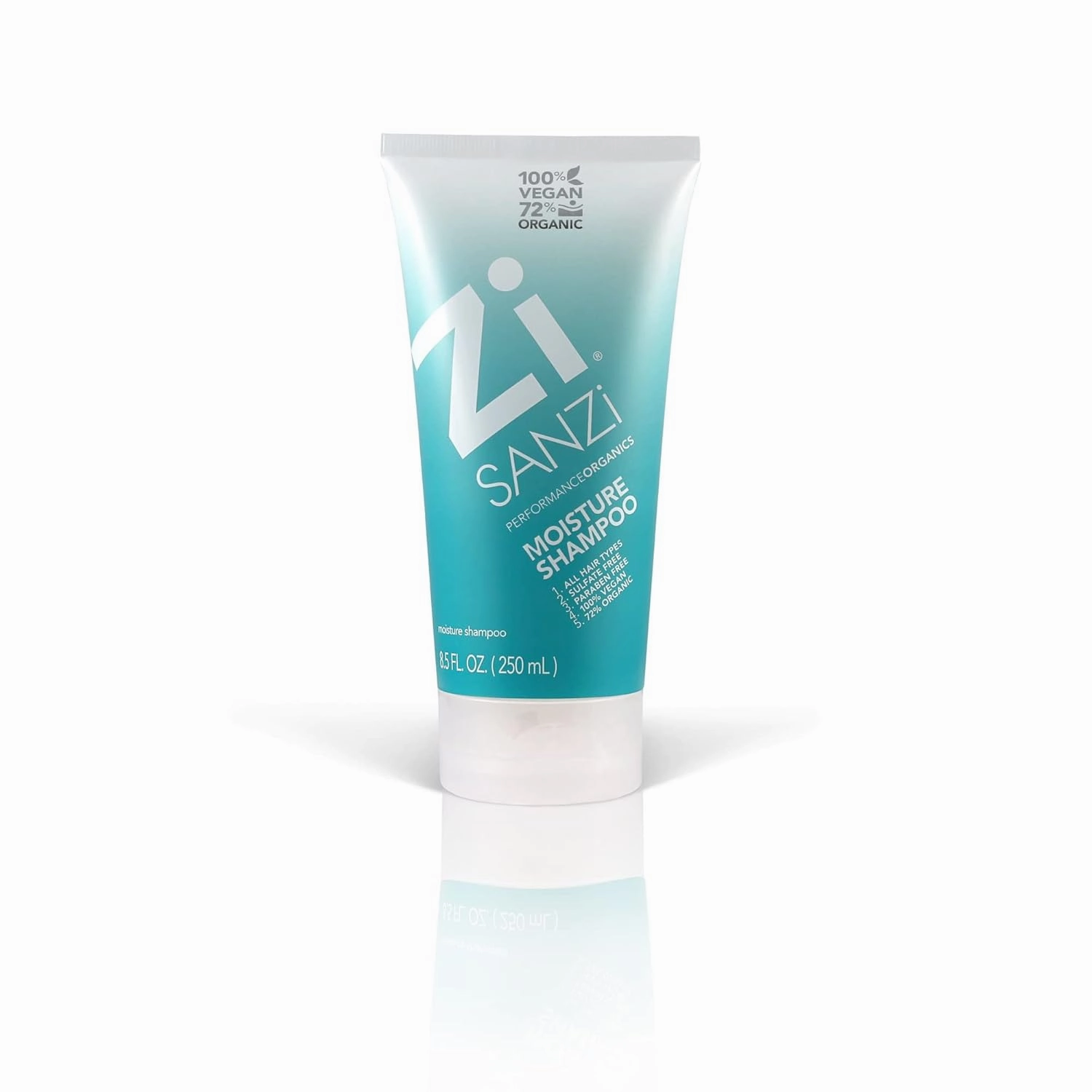 Zi Sanzi Performance Organics Moisture Shampoo: Hydrating & Nourishing, 8.5 fl oz - Vegan, Gluten-Free, Sulfate-Free, Made with Organic Ingredients