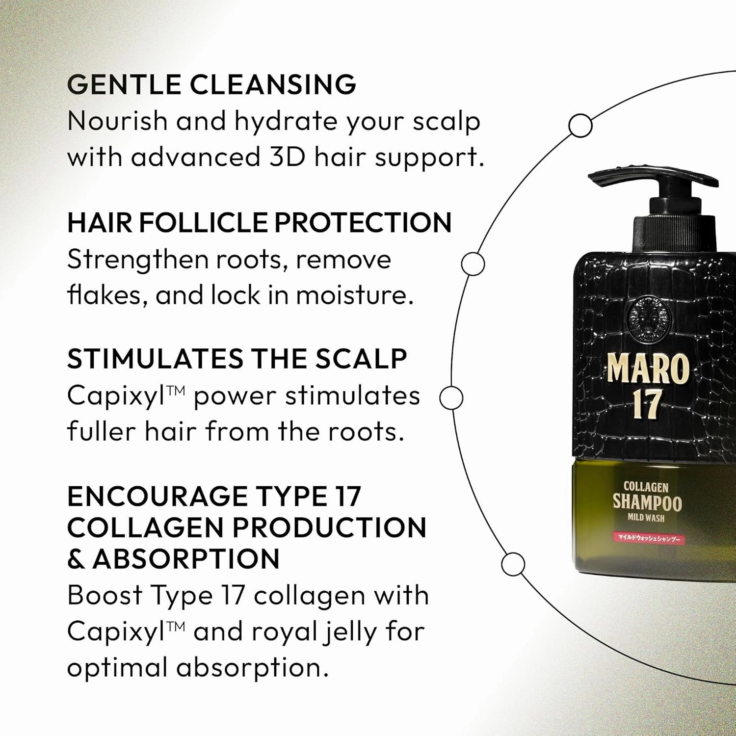 ＭＡＲＯ１７ MARO17 Japan's #1 Collagen Shampoo Mild Wash - Deep Cleansing Anti Danfruff Shampoo for Men - Removes Dandruff, Hydrates Scalp & Stimulates Collagen Production - Soothes Dry, Flaky Scalp